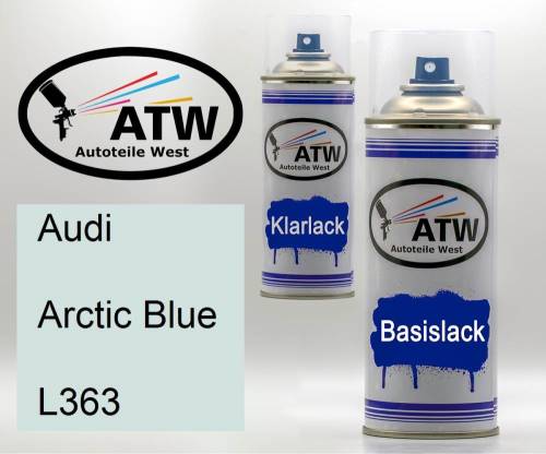 Audi, Arctic Blue, L363: 400ml Sprühdose + 400ml Klarlack - Set, von ATW Autoteile West.